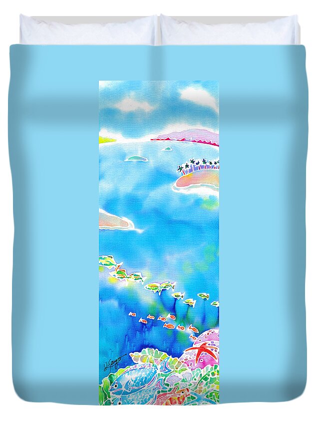 Okinawa Duvet Cover featuring the painting Tropical fishes by Hisayo OHTA