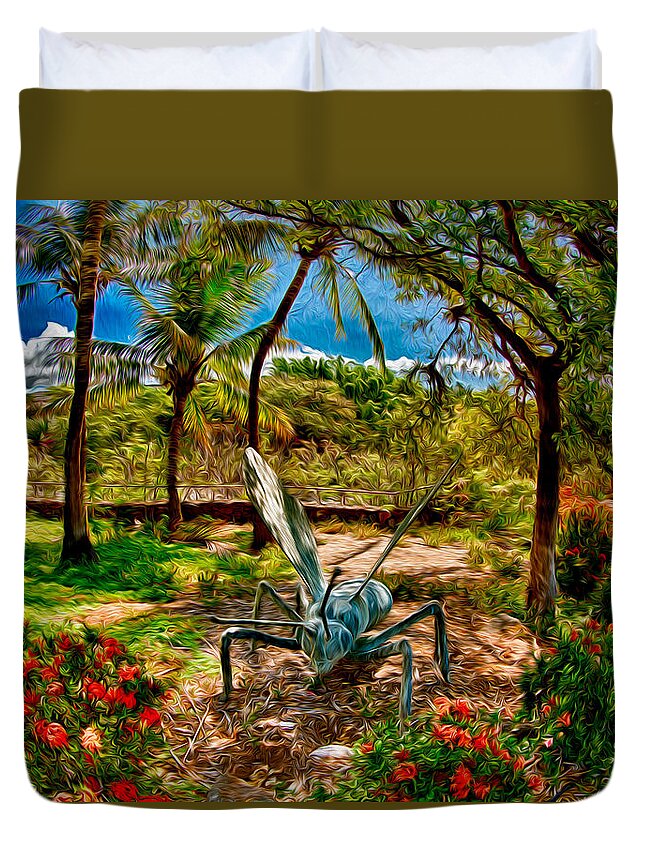Tropical Garden Duvet Cover featuring the painting Tropical Garden by Omaste Witkowski