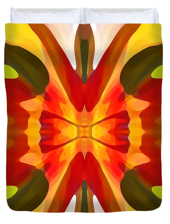 Abstract Duvet Cover featuring the painting Tropical Leaf Patter 3 by Amy Vangsgard