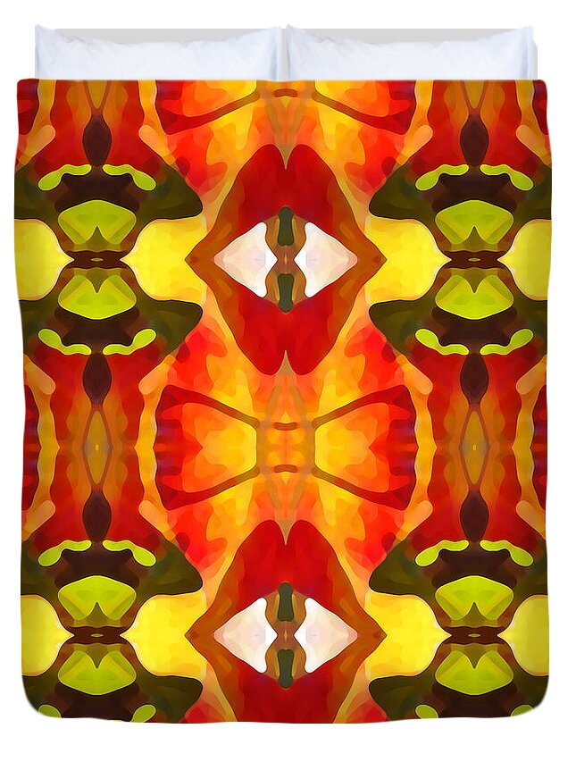 Abstract Duvet Cover featuring the painting Tropical Leaf Pattern 7 by Amy Vangsgard