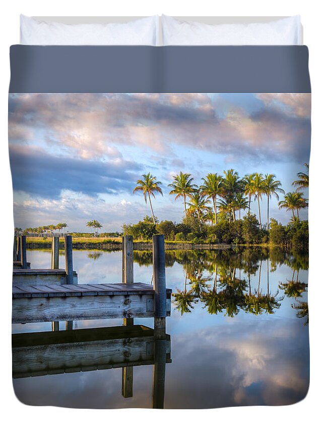 Clouds Duvet Cover featuring the photograph Tropical Morning by Debra and Dave Vanderlaan