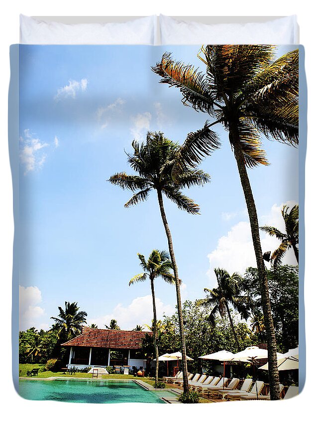 Scenics Duvet Cover featuring the photograph Tropical Resort Pool by Plastic buddha
