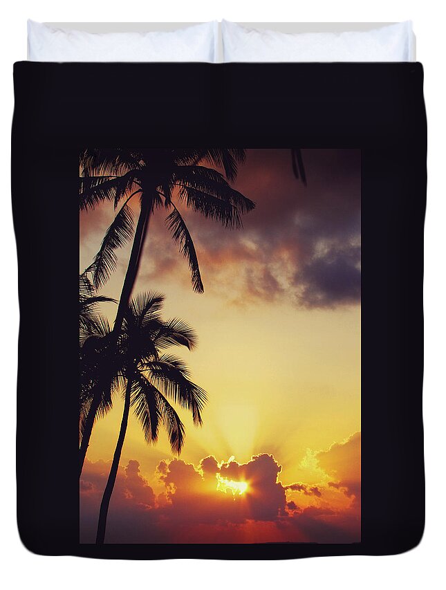 Tropical Duvet Cover featuring the photograph Tropical Sunset by Jenny Rainbow