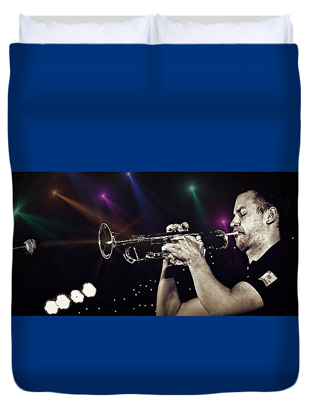 Trumpet Duvet Cover featuring the photograph Trumpet Solo by Ian Gledhill