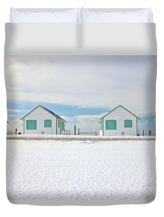 Cottage Duvet Cover featuring the photograph Truro Cottages by Amazing Jules