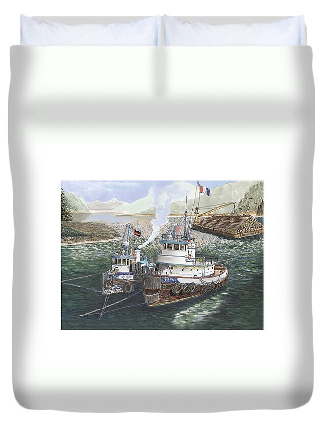 Gale Warning Duvet Cover featuring the painting Gale Warning Safe Harbor by Jack Pumphrey
