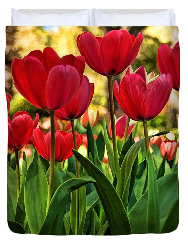 Tulips Duvet Cover featuring the photograph Tulip Time by Peggy Hughes