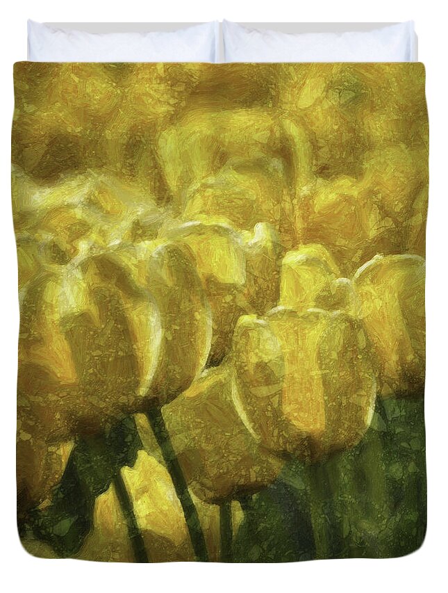Flower Duvet Cover featuring the photograph Tulips All Over by Trish Tritz