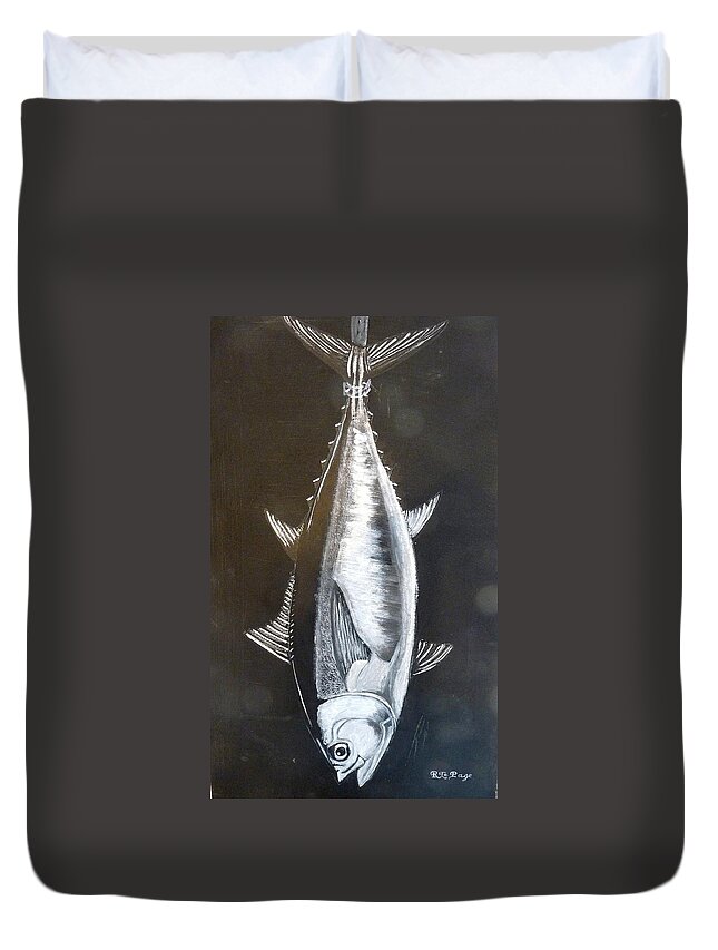 Tuna Duvet Cover featuring the painting Tuna by Richard Le Page