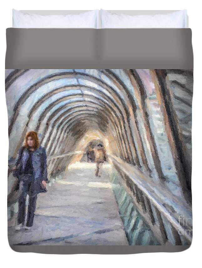 Tunnel Duvet Cover featuring the digital art Tunnel by Liz Leyden
