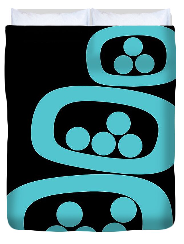 Abstract Duvet Cover featuring the digital art Turquoise Pods by Donna Mibus