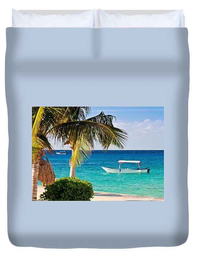 Cozumel Duvet Cover featuring the photograph Turquoise waters in Cozumel by Mitchell R Grosky