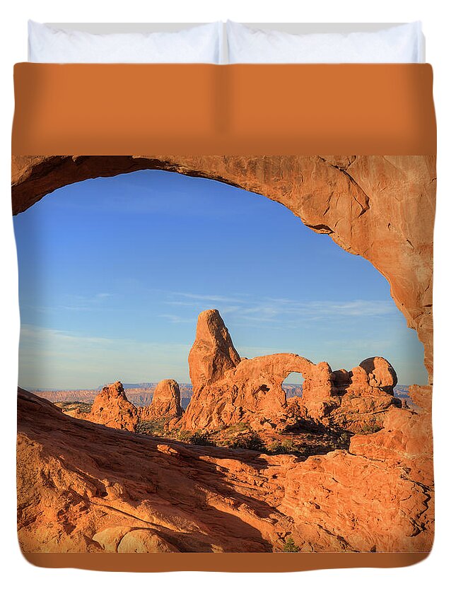 Rock Duvet Cover featuring the photograph Turret Arch through North Window by Alan Vance Ley