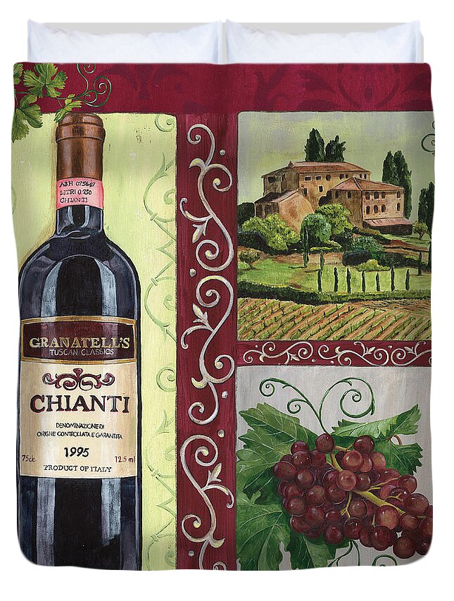 Wine Duvet Cover featuring the painting Tuscan Collage 1 by Debbie DeWitt