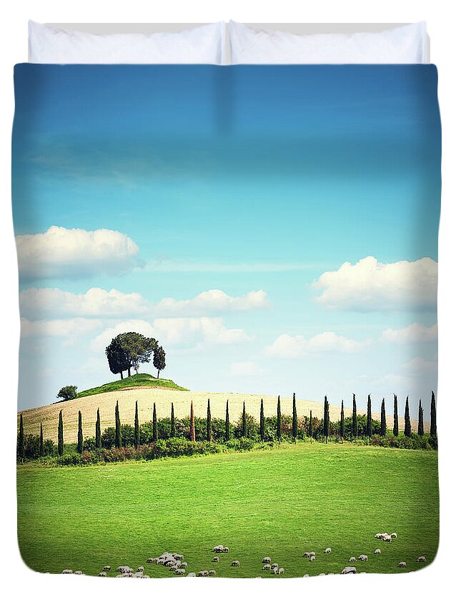 Scenics Duvet Cover featuring the photograph Tuscany Landscape by Borchee