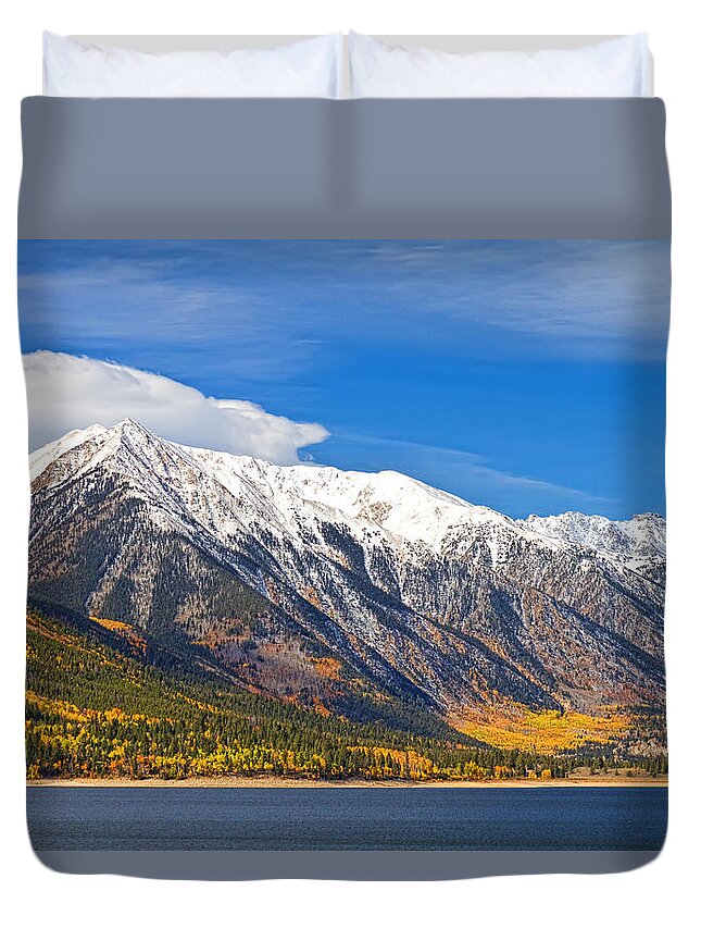 Snow Duvet Cover featuring the photograph Twin Lakes Autumn Landscape by James BO Insogna