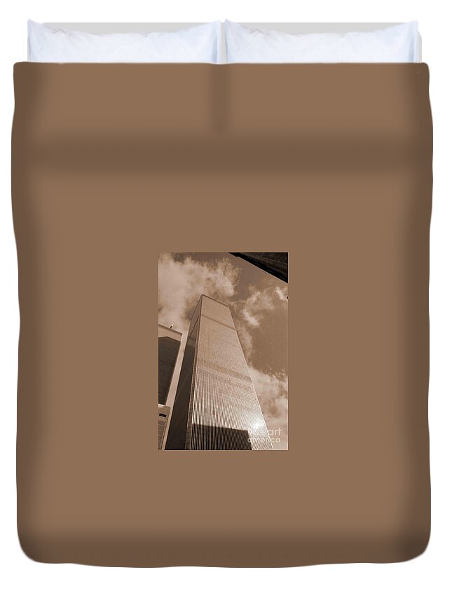 World Trade Center Duvet Cover featuring the photograph Twin Tower by George D Gordon III