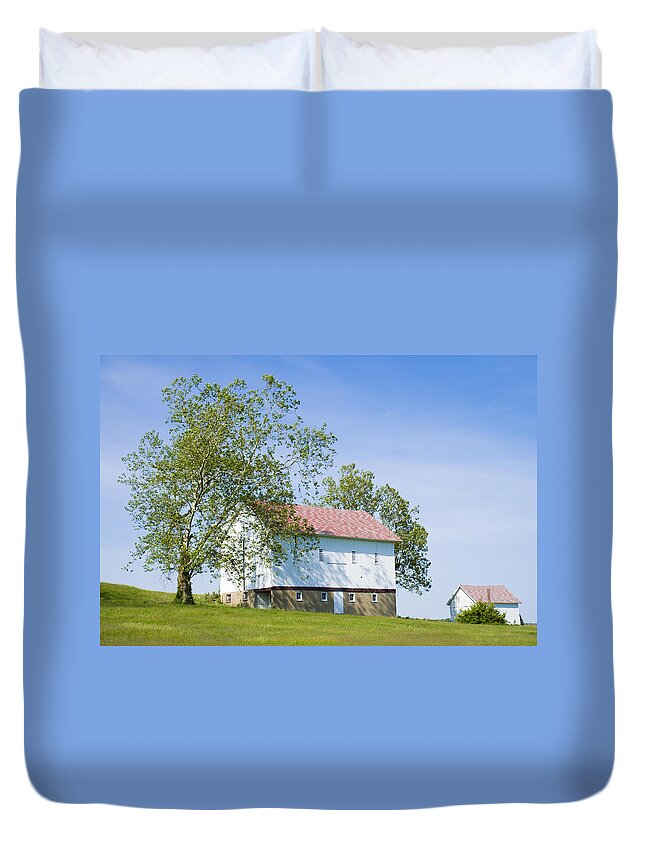 Barns Duvet Cover featuring the photograph Two Barns by Alexey Stiop