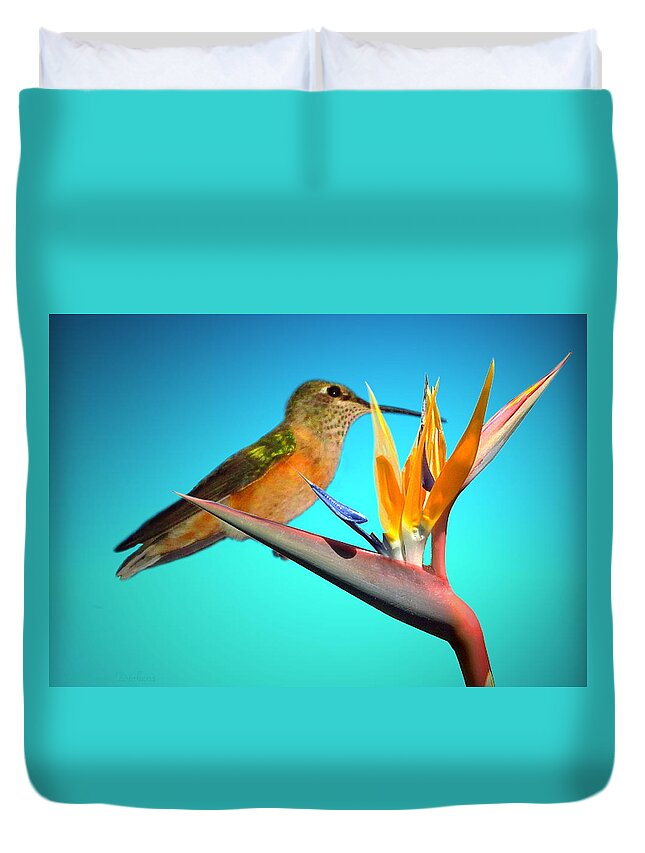 Bird Duvet Cover featuring the photograph Two Birds Of Paradise by Joyce Dickens
