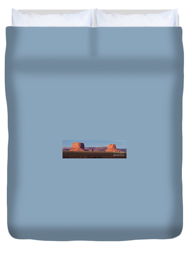 American Southwest Duvet Cover featuring the photograph Two Butte's near Round Rock Arizona by Dan Hartford