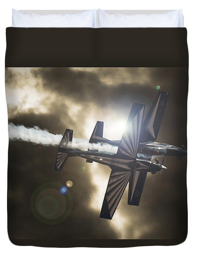 Silver Falcons Duvet Cover featuring the photograph Two Falcons by Paul Job