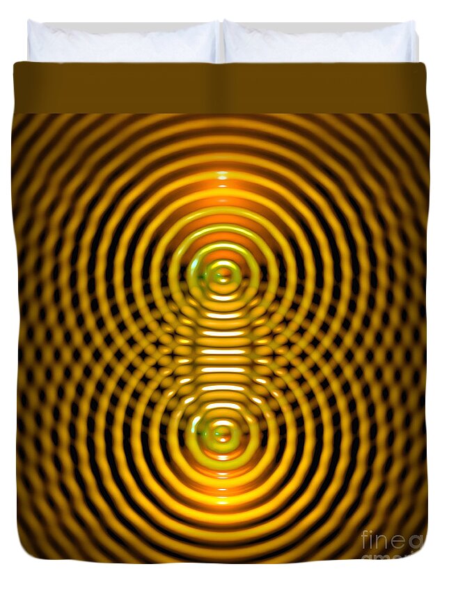 Amplitude Duvet Cover featuring the digital art Two Wave Sources Creating Interference Patterns 5 by Russell Kightley