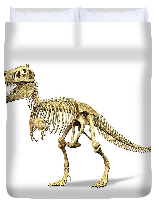 Prehistoric Era Duvet Cover featuring the digital art Tyrannosaurus Rex Skeleton, Artwork by Leonello Calvetti