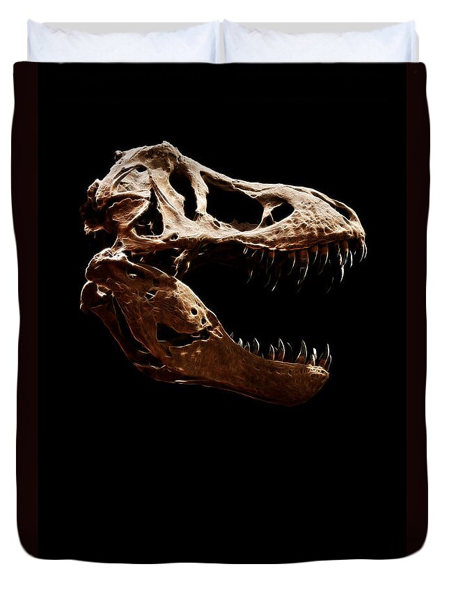 Tyrannosaurus Rex Skull Duvet Cover featuring the photograph Tyrannosaurus rex skull 1 by Weston Westmoreland