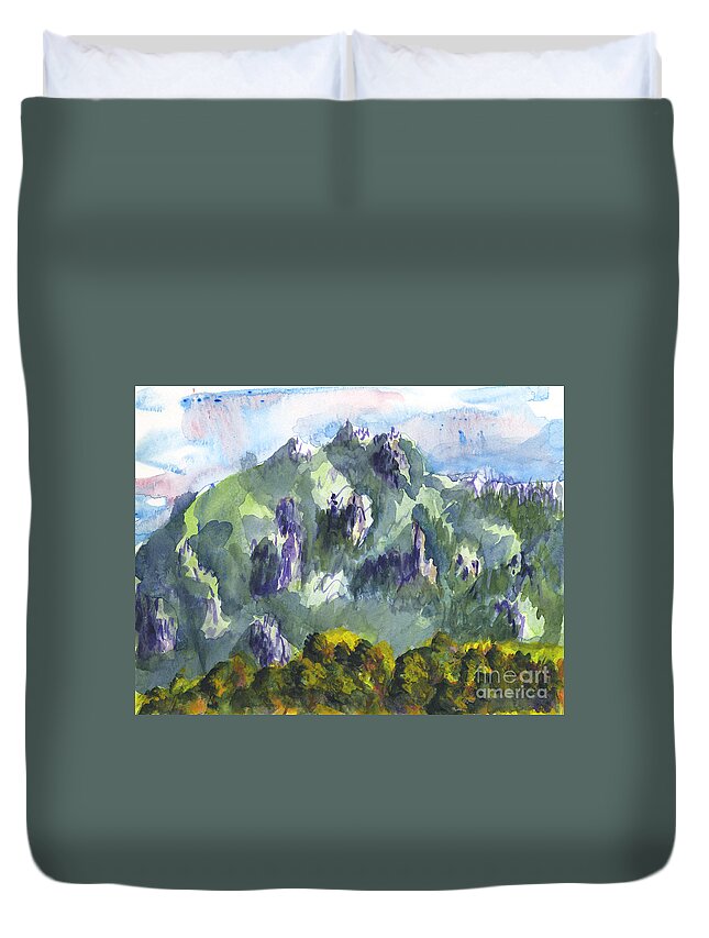 Mountains Duvet Cover featuring the painting Uintah Highlands 1 by Walt Brodis
