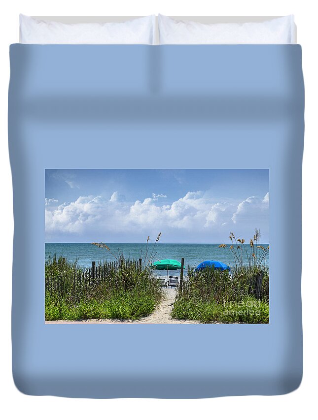 Beach Duvet Cover featuring the photograph Umbrella Heaven by Kathy Baccari