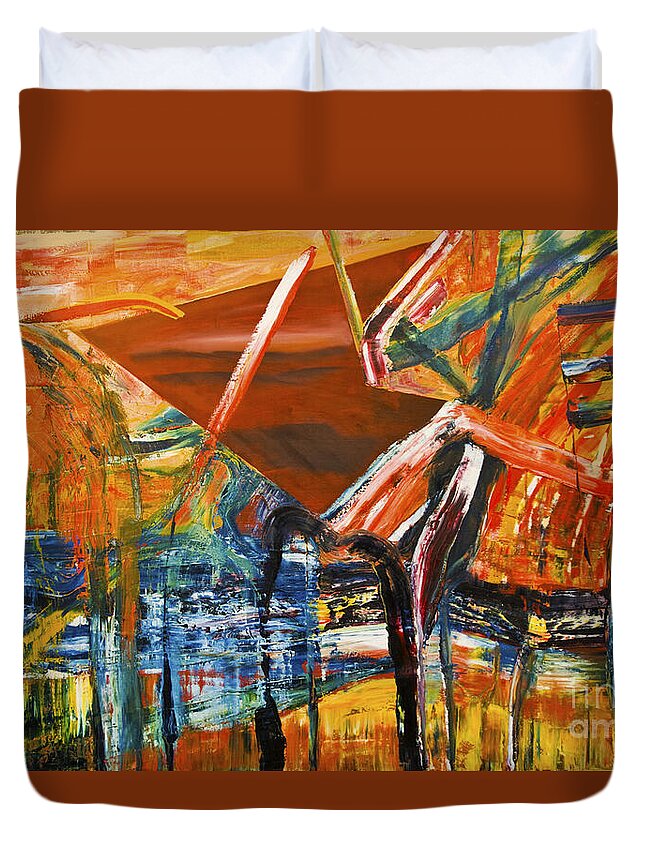 Undergrowth Duvet Cover featuring the painting Undergrowth V by James Lavott
