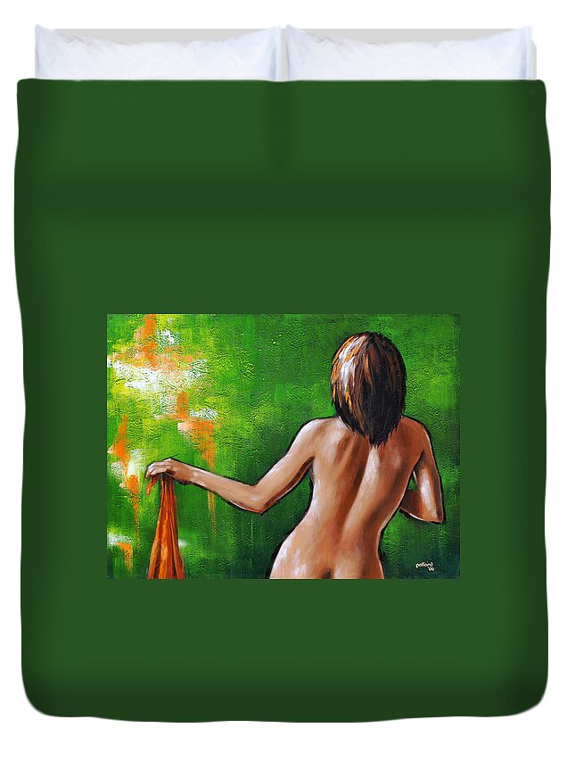 Nude Duvet Cover featuring the painting Undressed by Glenn Pollard