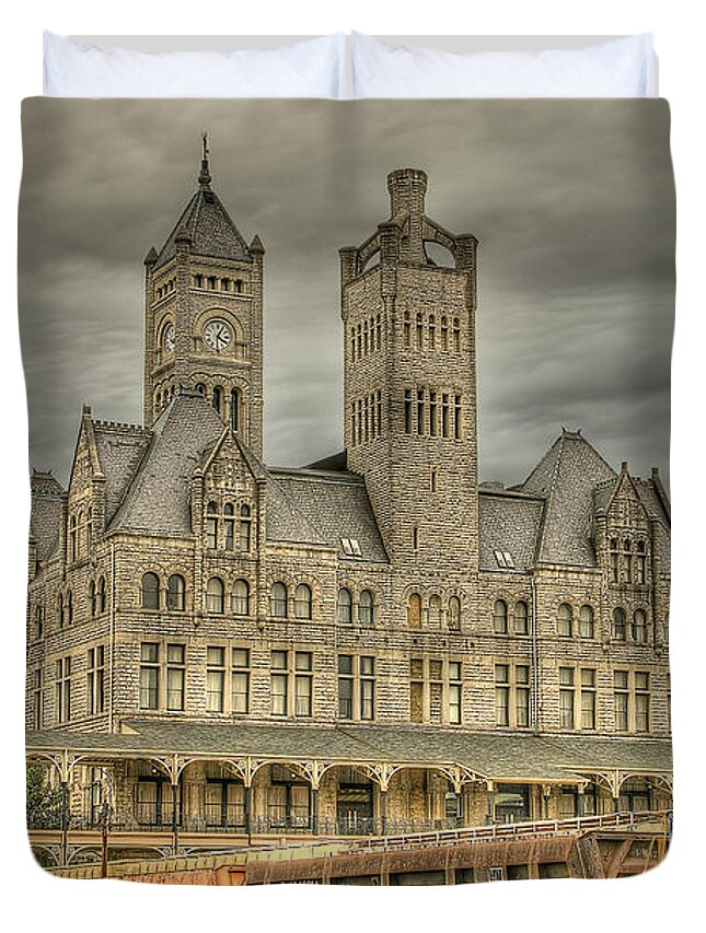 Nashville Duvet Cover featuring the photograph Union Station by Brett Engle