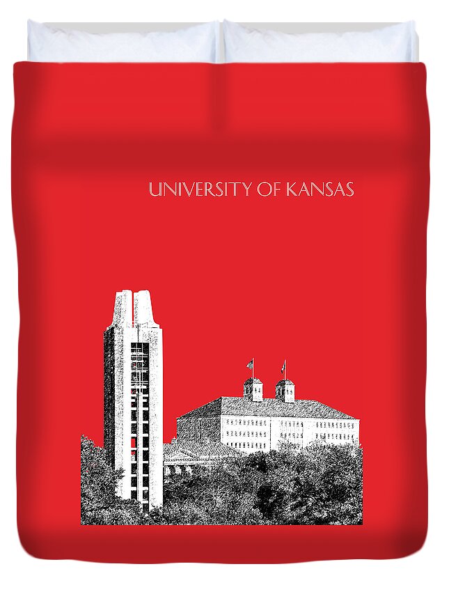 University Duvet Cover featuring the digital art University of Kansas - Red by DB Artist