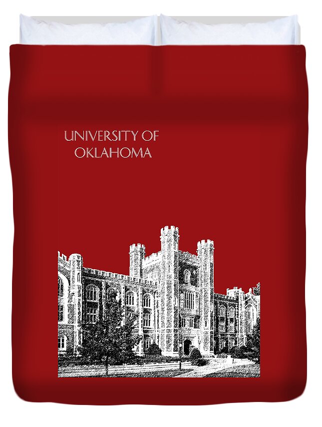 University Duvet Cover featuring the digital art University of Oklahoma - Dark Red by DB Artist