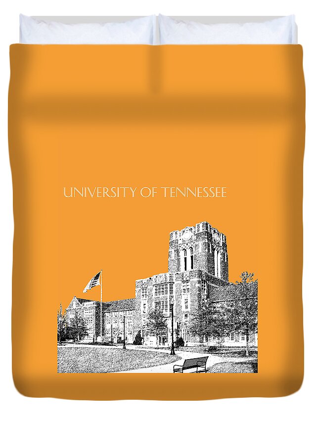 University Duvet Cover featuring the digital art University of Tennessee - Orange by DB Artist
