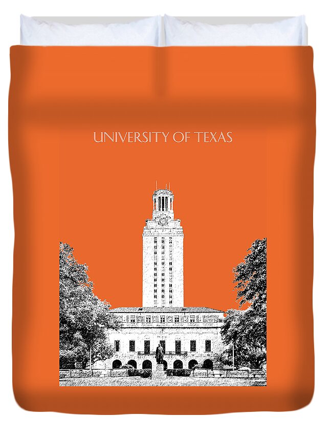 University Duvet Cover featuring the digital art University of Texas - Coral by DB Artist