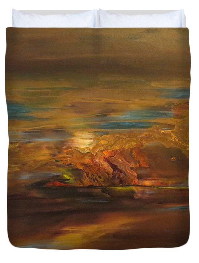 Abstract Duvet Cover featuring the painting Unpredictable by Soraya Silvestri