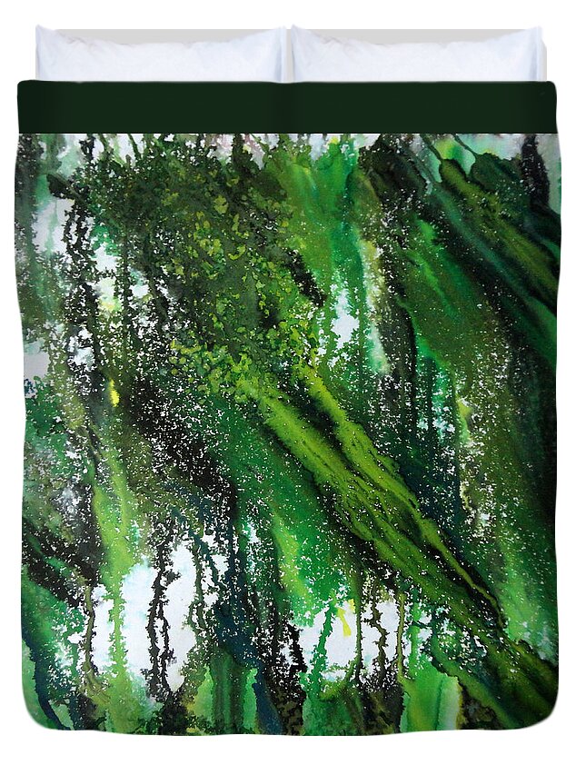 Art Duvet Cover featuring the painting Forest of Dooars by Tamal Sen Sharma