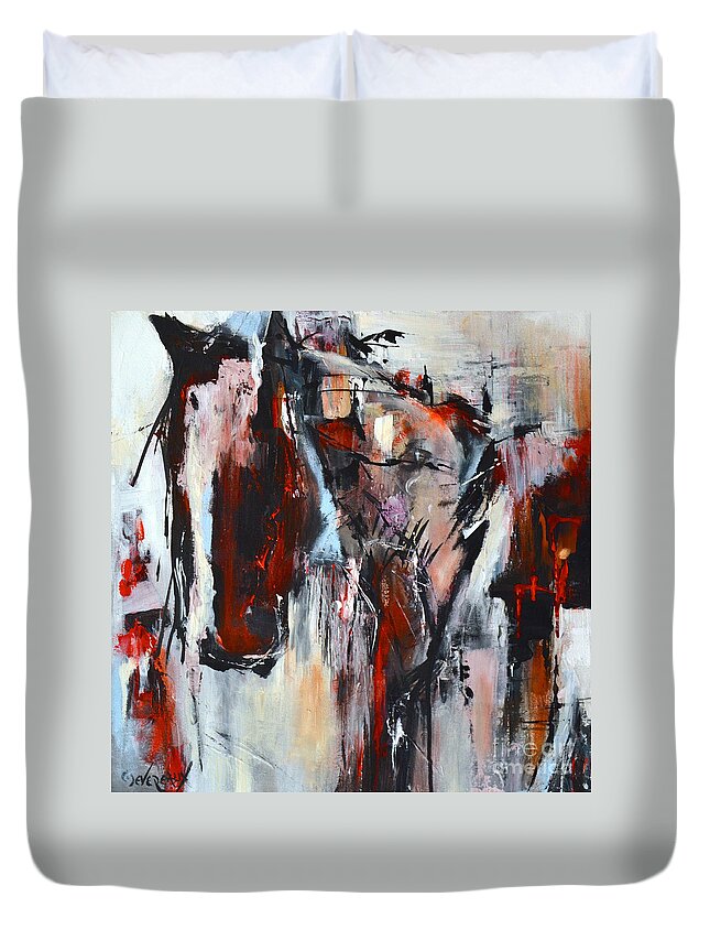 Horse Duvet Cover featuring the painting Untitled by Cher Devereaux