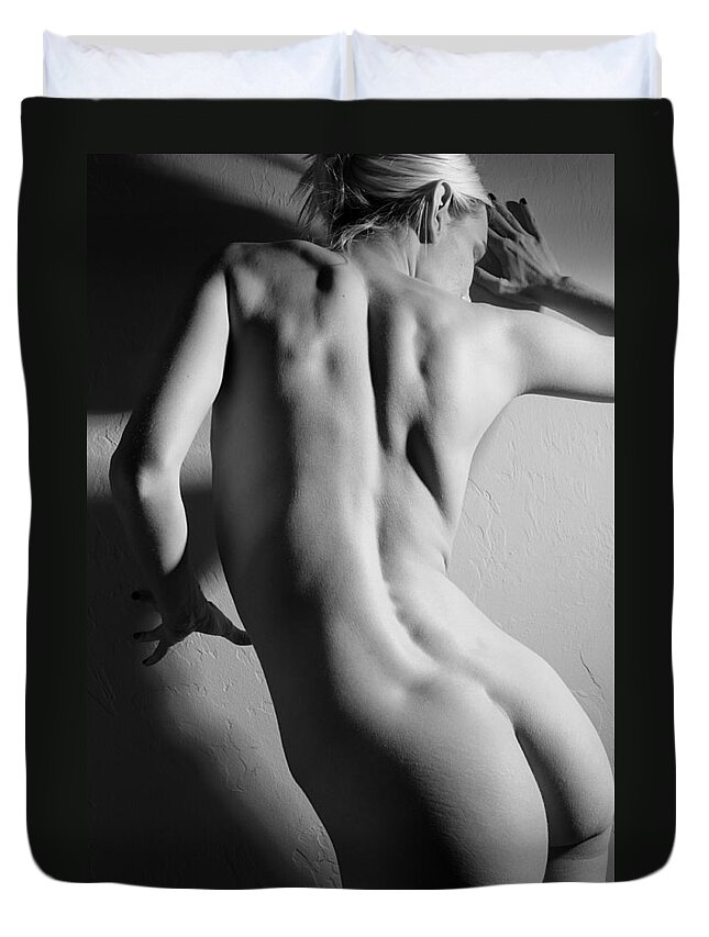 Nude Duvet Cover featuring the photograph Untitled in Black And White by Joe Kozlowski