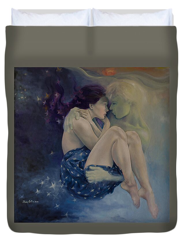 Celestial Duvet Cover featuring the painting Upon Infinity by Dorina Costras