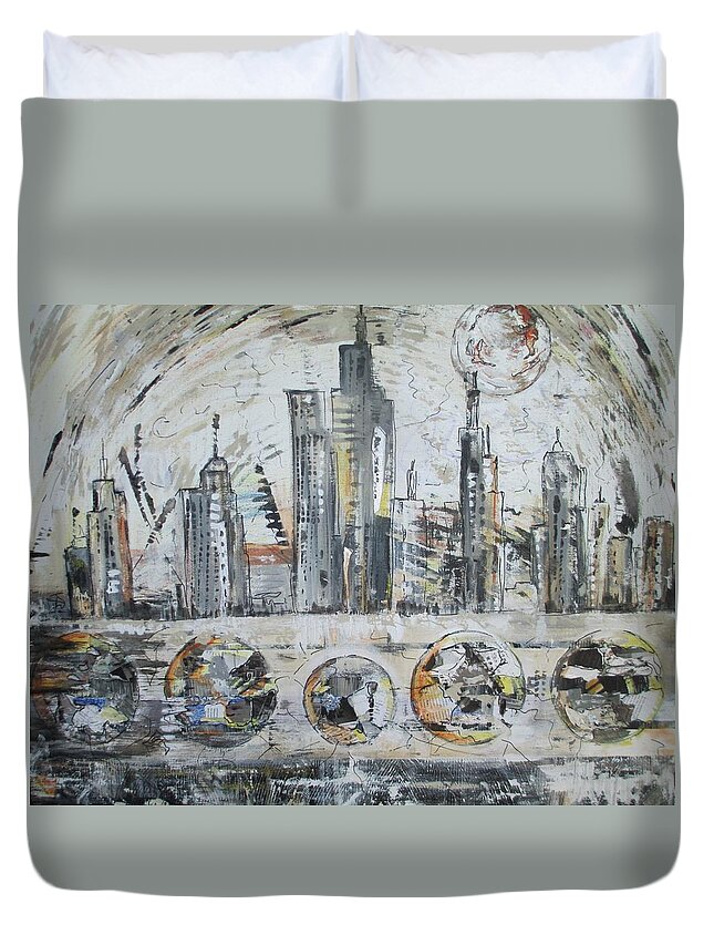  Duvet Cover featuring the painting Urban Rumble by Jacqui Hawk