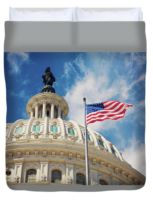 Outdoors Duvet Cover featuring the photograph Usa, Columbia, Washington Dc, Capitol by Tetra Images - Henryk Sadura