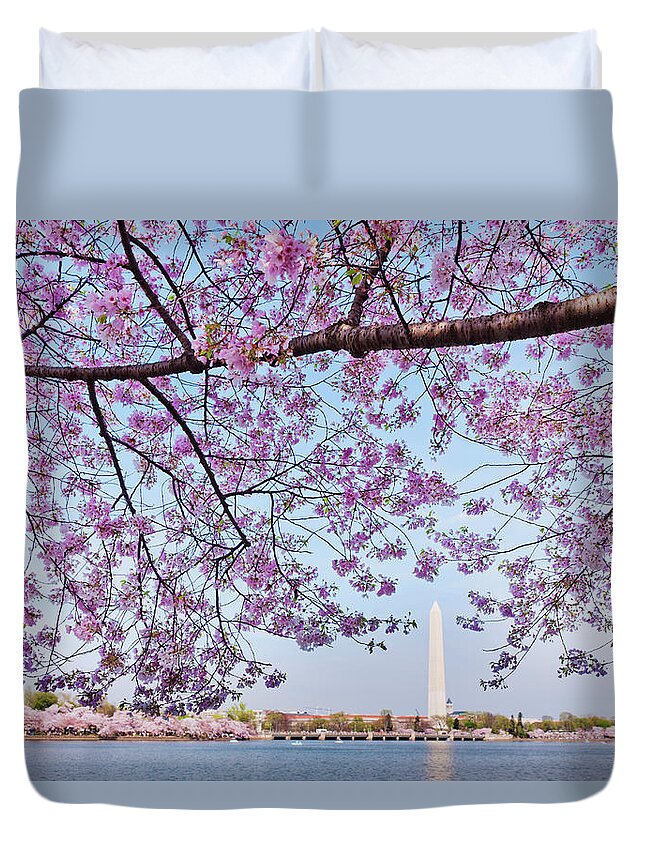 Scenics Duvet Cover featuring the photograph Usa, Washington Dc, Cherry Tree In by Tetra Images