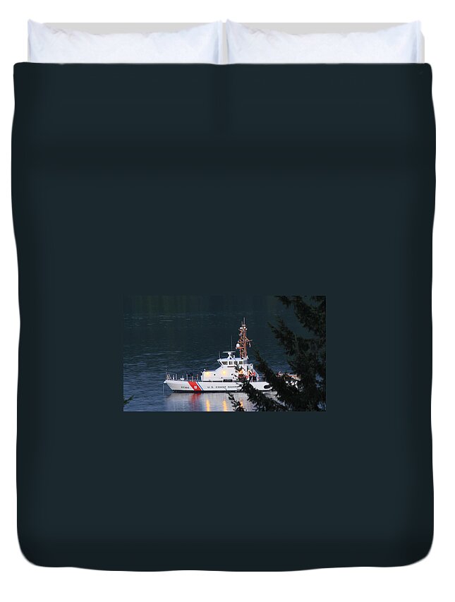 Puget Sound Waters Duvet Cover featuring the photograph USCGC Blue Shark by E Faithe Lester
