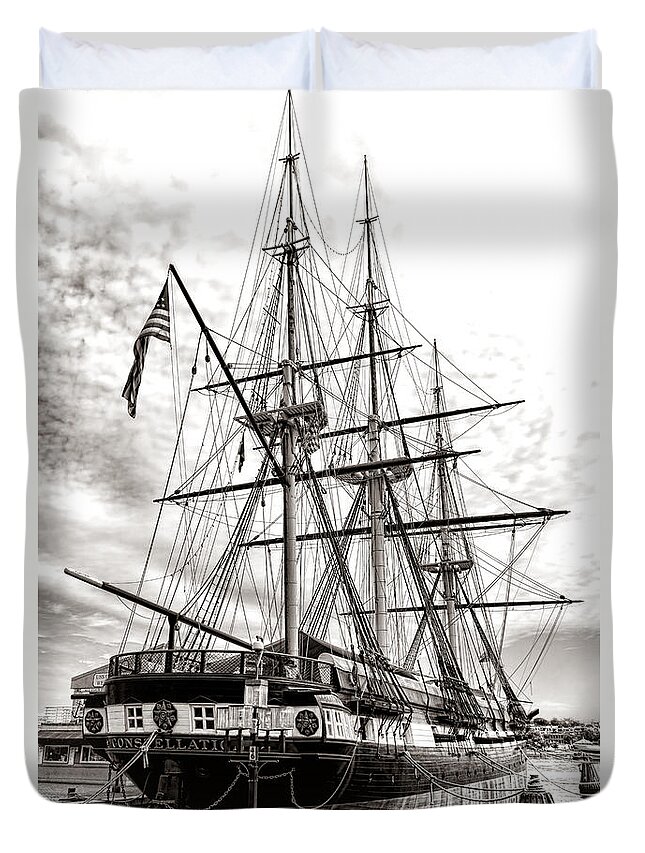 Uss Duvet Cover featuring the photograph USS Constellation by Olivier Le Queinec