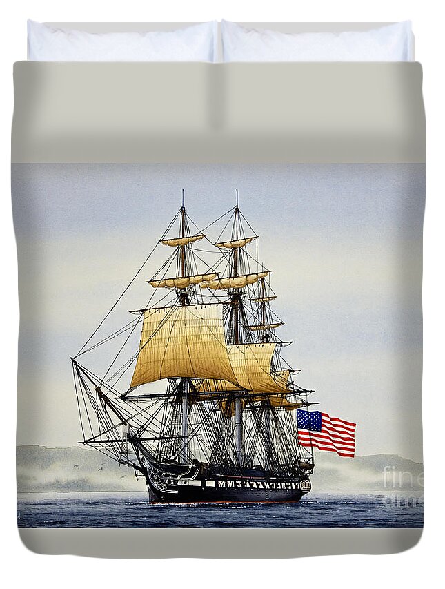 Tall Ship Duvet Cover featuring the painting Uss Constitution by James Williamson