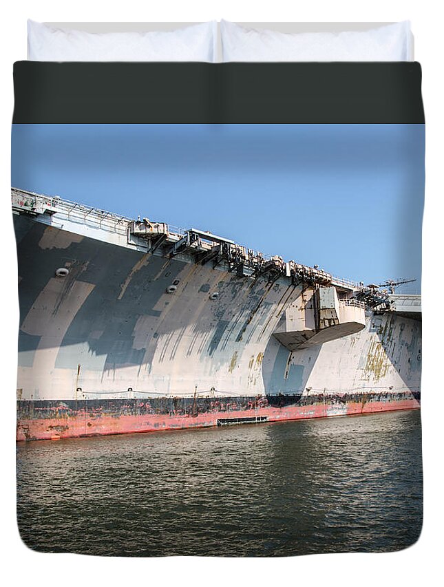 Uss John F. Kennedy Duvet Cover featuring the photograph USS John F. Kennedy by Susan McMenamin