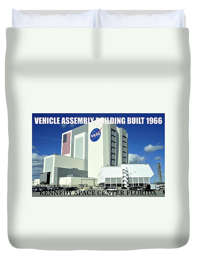 Vehicle Assembly Building Kennedy Space Center Florida Duvet Cover featuring the photograph VAB poster work A by David Lee Thompson